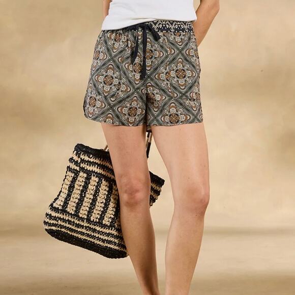 Sundance Women's Kai Boho Printed Cotton Short XL Onyx Black - Picture 1 of 13